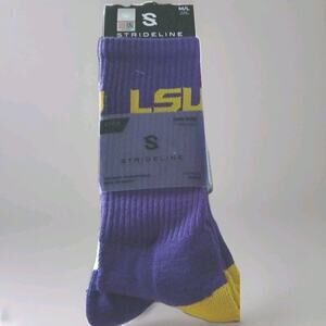 2 Pack LSU Tigers M/L Crew Socks Double Retro Deuce Stripe Fan Gift